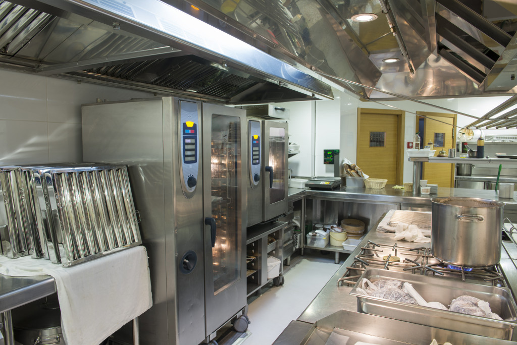 Kitchen equipment in a restaurant